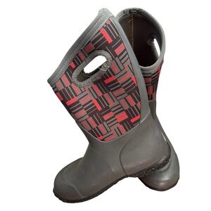 Bogs Sz 5 Gray Red York phaser youth Kids boots pull on winter  Boots waterproof